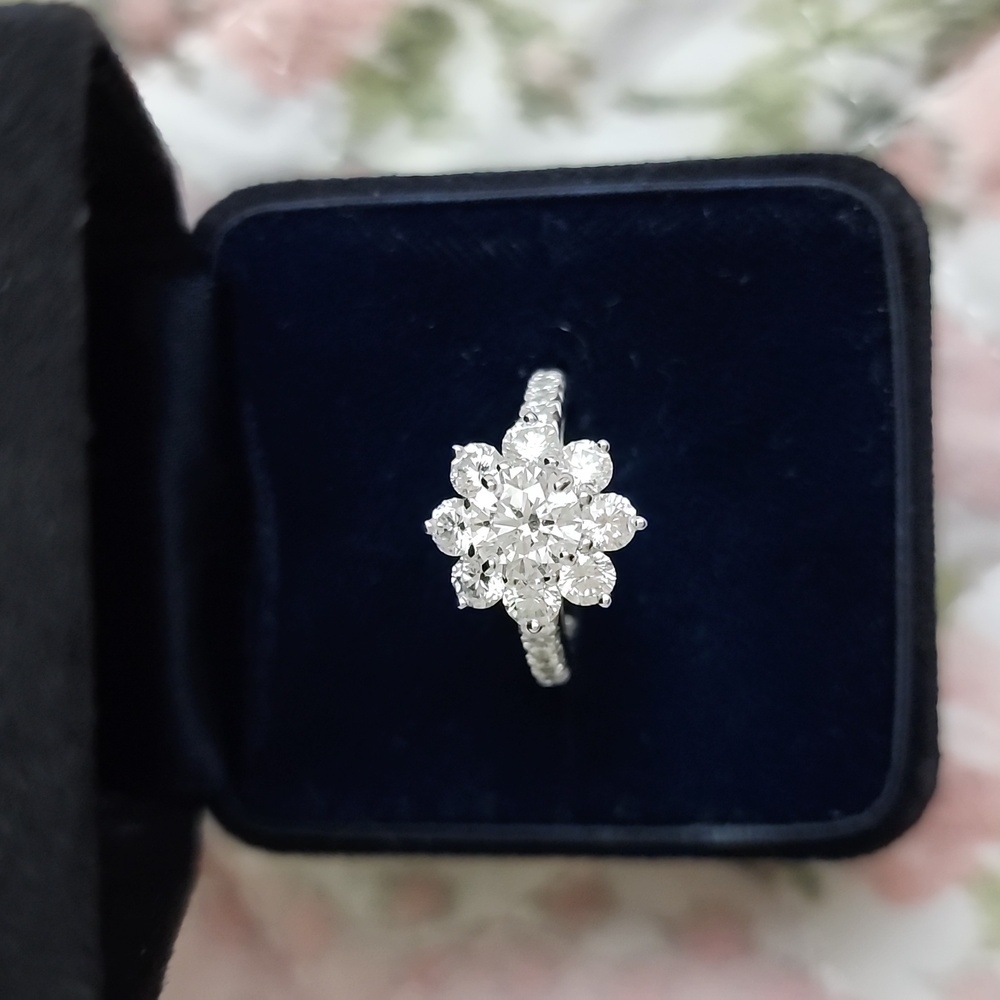 Harry Winston diamond ring sunflower collection engagement platinum D VS1 size 4 - Picture 5 of 15